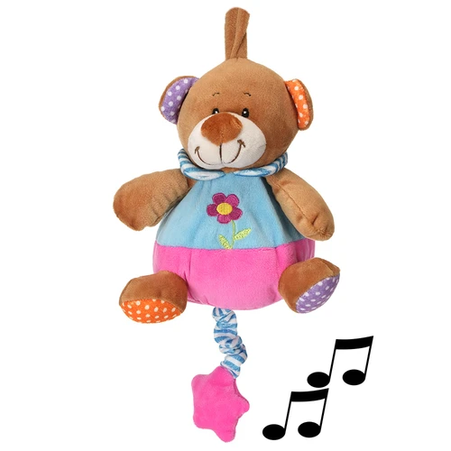 Roze knuffel clown met muziek. ca. 30cm