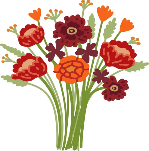 Boeket gemengd rood oranje bloemen