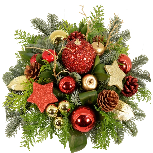 Kerststuk rood - goud