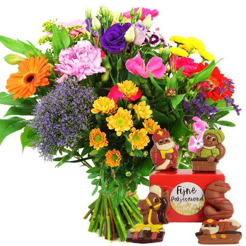 Bonte bloemen Sinterklaas chocolade