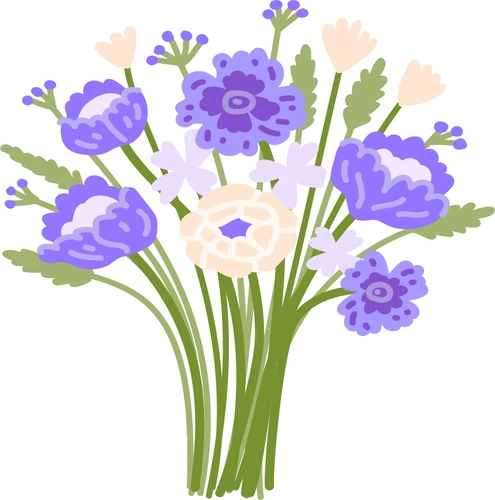 Boeket gemengd wit paars bloemen