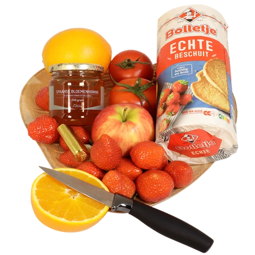 Moederdag aarbeien beschuit fruitmand