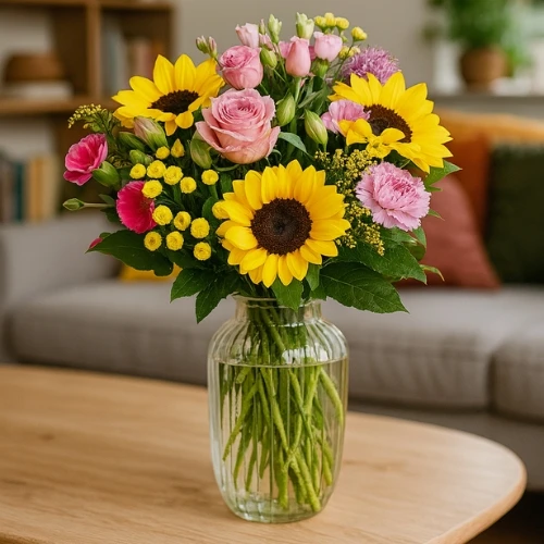 Zoete zonnebloemen boeket