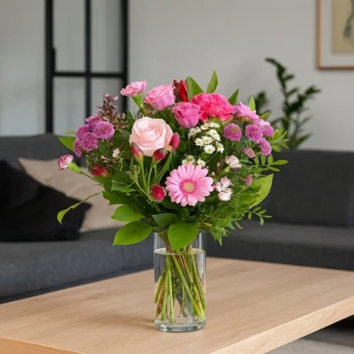 Seizoensboeket roze tinten
