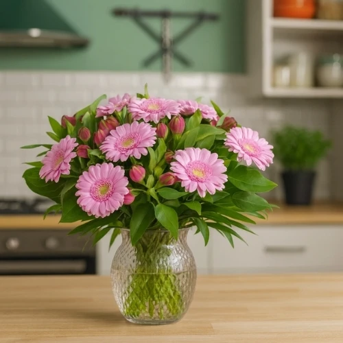 Voordeel boeket roze tinten