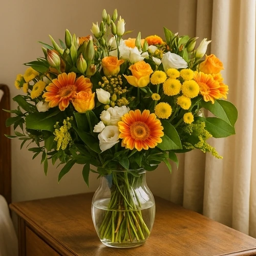 Opgewekt boeket geel oranje wit
