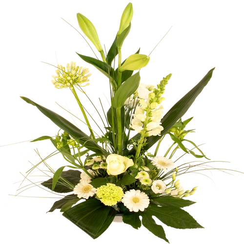 Bloemstuk eenzijdig wit