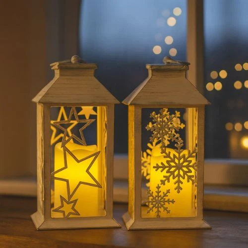 Vintage lantaarn Dikke LED kaars H 29cm x B 14cm