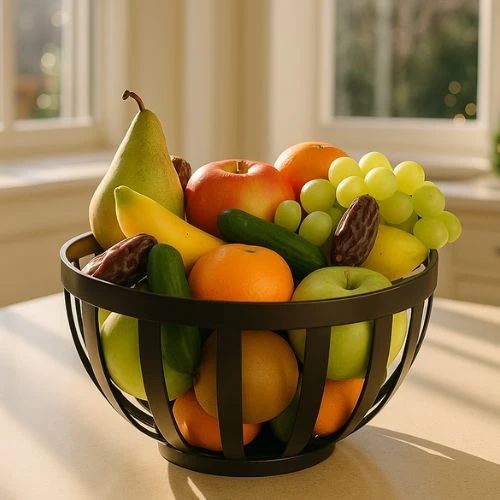 Fruitmand in luxe stalen mand Ø 25cm X H 14cm