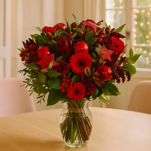 Kerst bloemen rood - groen