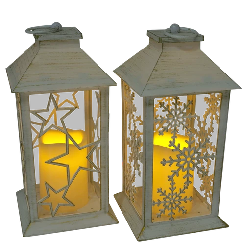 Vintage lantaarn Dikke LED kaars H 29cm x B 14cm