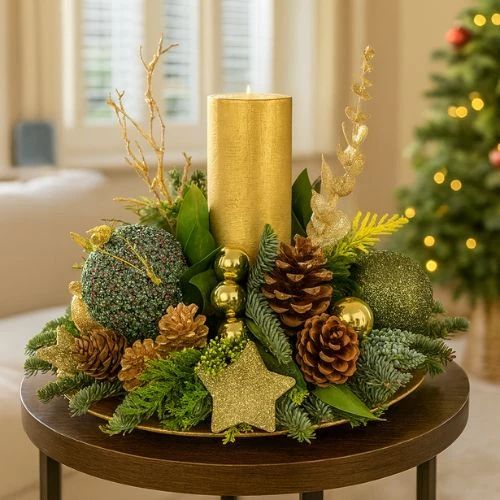 Rustiek kerststuk ca. Ø 35 cm