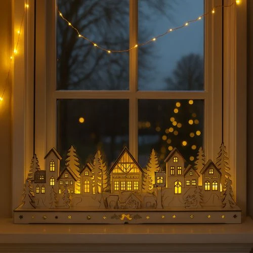Kerst dorpsstraat 45cm LED incl. batterijen