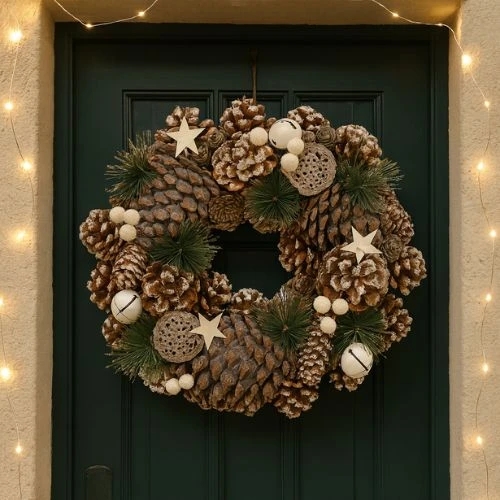 Kunst kerstkrans Ø 30cm met jingle bells