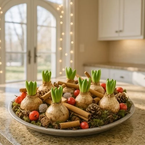 Witte Hyacinten deco schaal ca. Ø 30cm