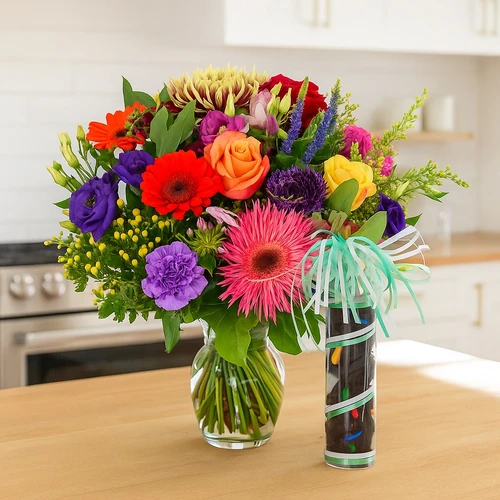 Fel gekleurde bloemen + 200 gram drop