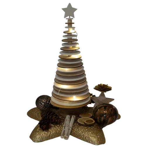 Gouden ster: Houten kerstboom met Led verlichting