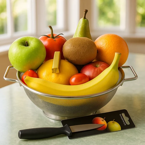 Fruitschaal klein + stevig fruitmes