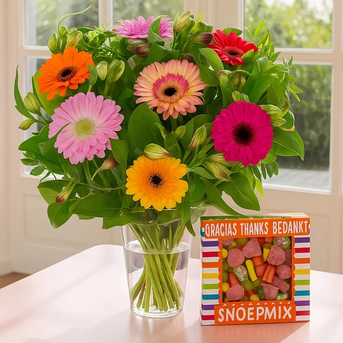 Bedankt boeket + snoepmix
