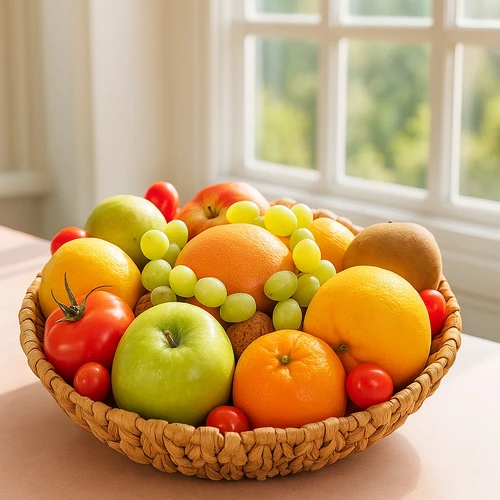 Een decoratieve schaal met gezond fruit Ø 30cm