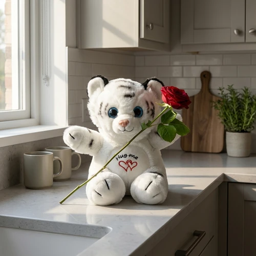 Knuffelbeer witte tijger hug me knuffel ca. 30cm