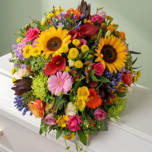 Rouwstuk rond bonte kleuren