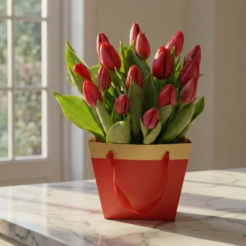 Rode tulpen Compleet in tasje