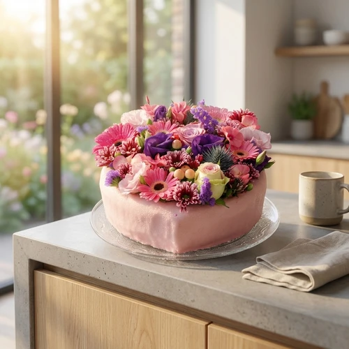 Roze paars bloementaart bezorgen