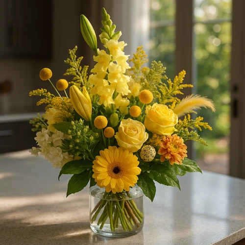 Pasen plukboeket geel wit