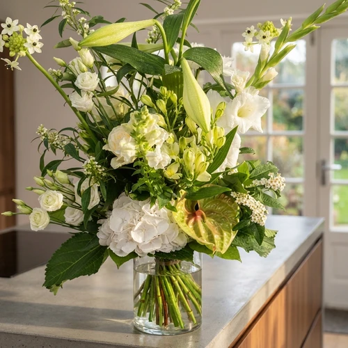 Geplukt boeket wit Hoog - laag geschikt
